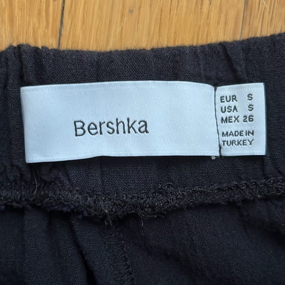 Bershka Small Black 100% Cotton Wide Leg Summer Lightweight Easy Pants - Picture 4 of 11